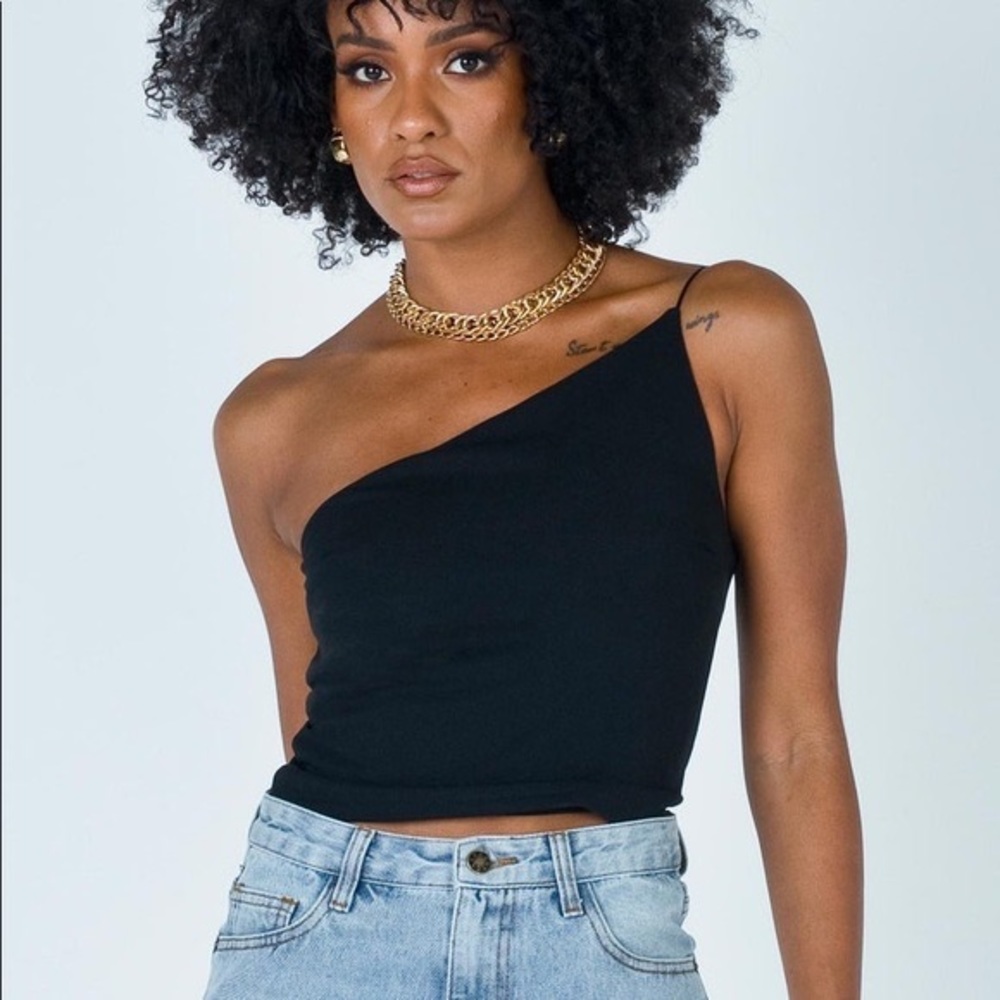 Princess Polly - One Shoulder Cropped Top Black (US 6) - Never Worn